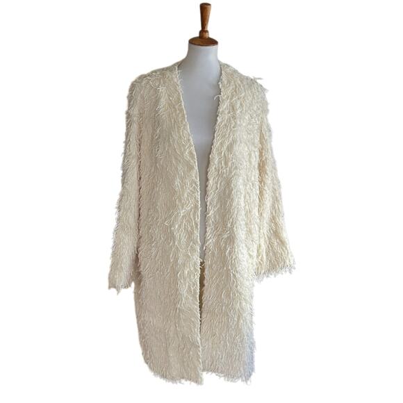 Helmut Lang Wool-Blend Fringe Coat, Size XS - Picture 1 of 10